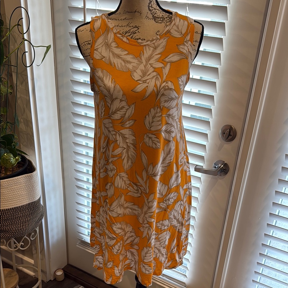 Orange Floral Sleeveless Dress